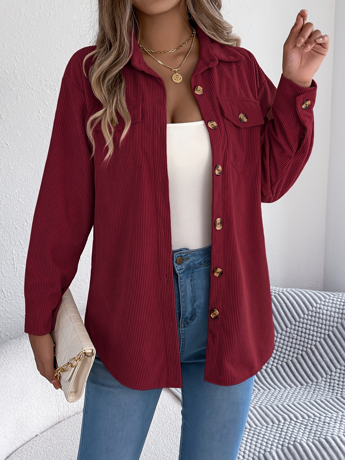Loose-fitting Solid Color Women's Casual Shirt