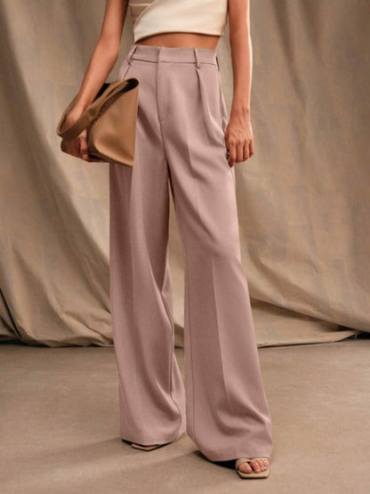 Commuting Loose High-waisted Straight Wide-leg Trousers