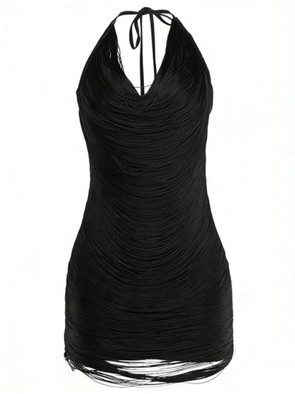 Tassel V-neck Halter Hip-hugging Mini&Short Dresses