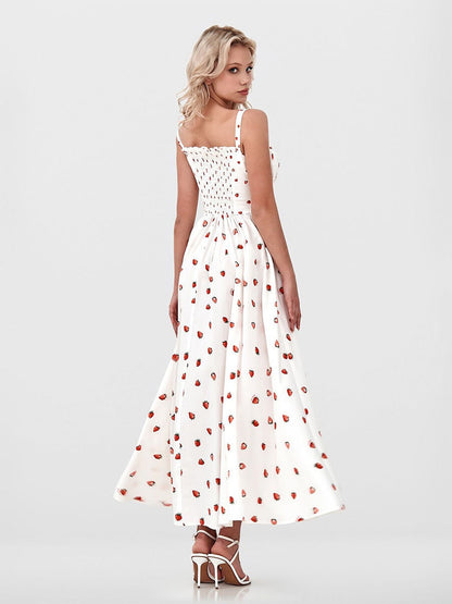 Floral Printed Camisoles High Waist Slit Maxi Dresses