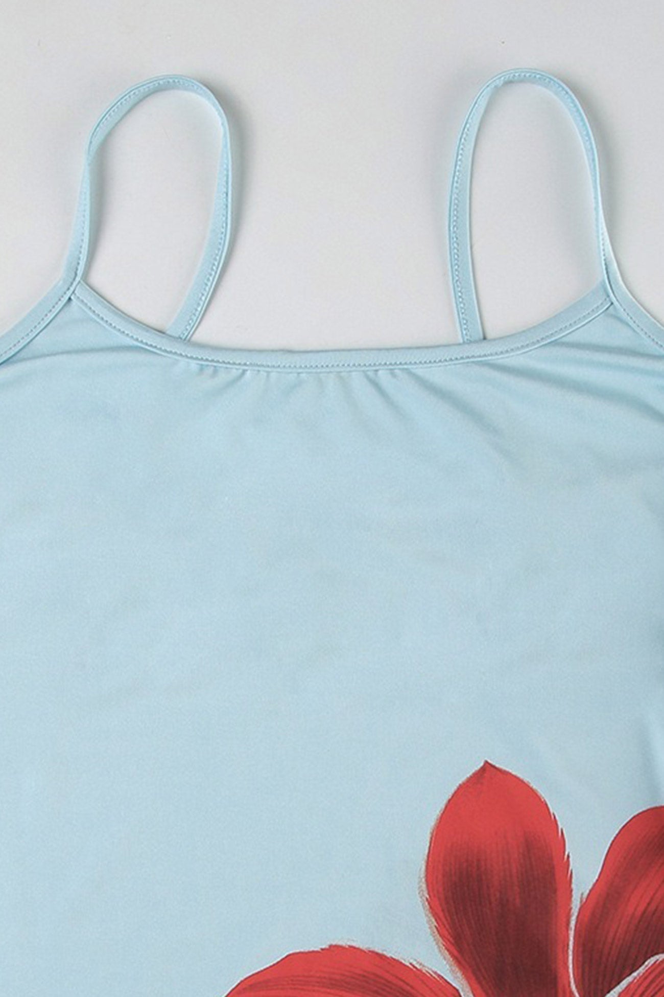 Poppy Print Spaghetti Strap Scoop Neck Bodycon Mini Dress
