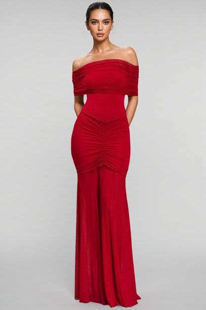 Silvia Strapless Mesh-Panelled Maxi Dress