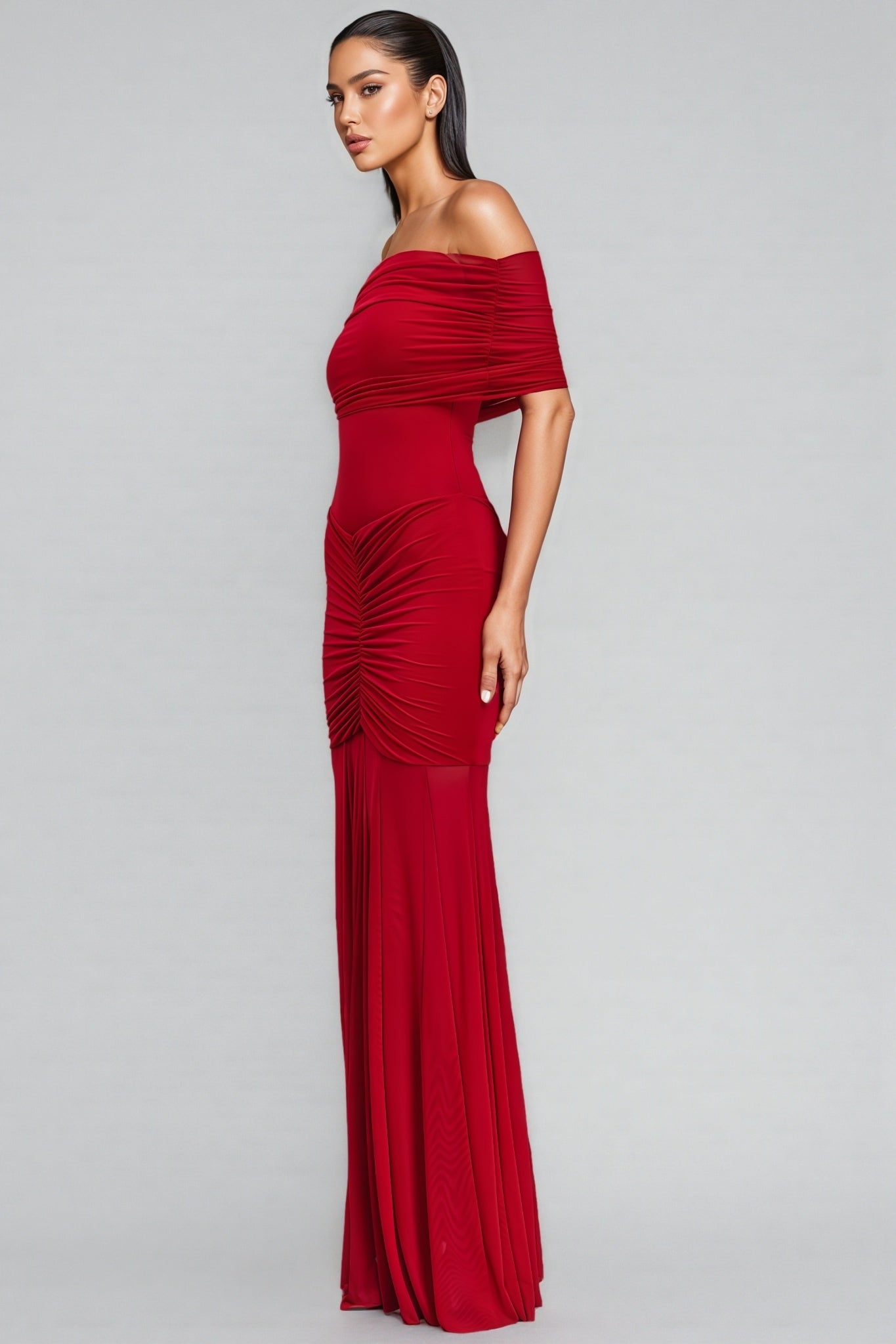 Silvia Strapless Mesh-Panelled Maxi Dress