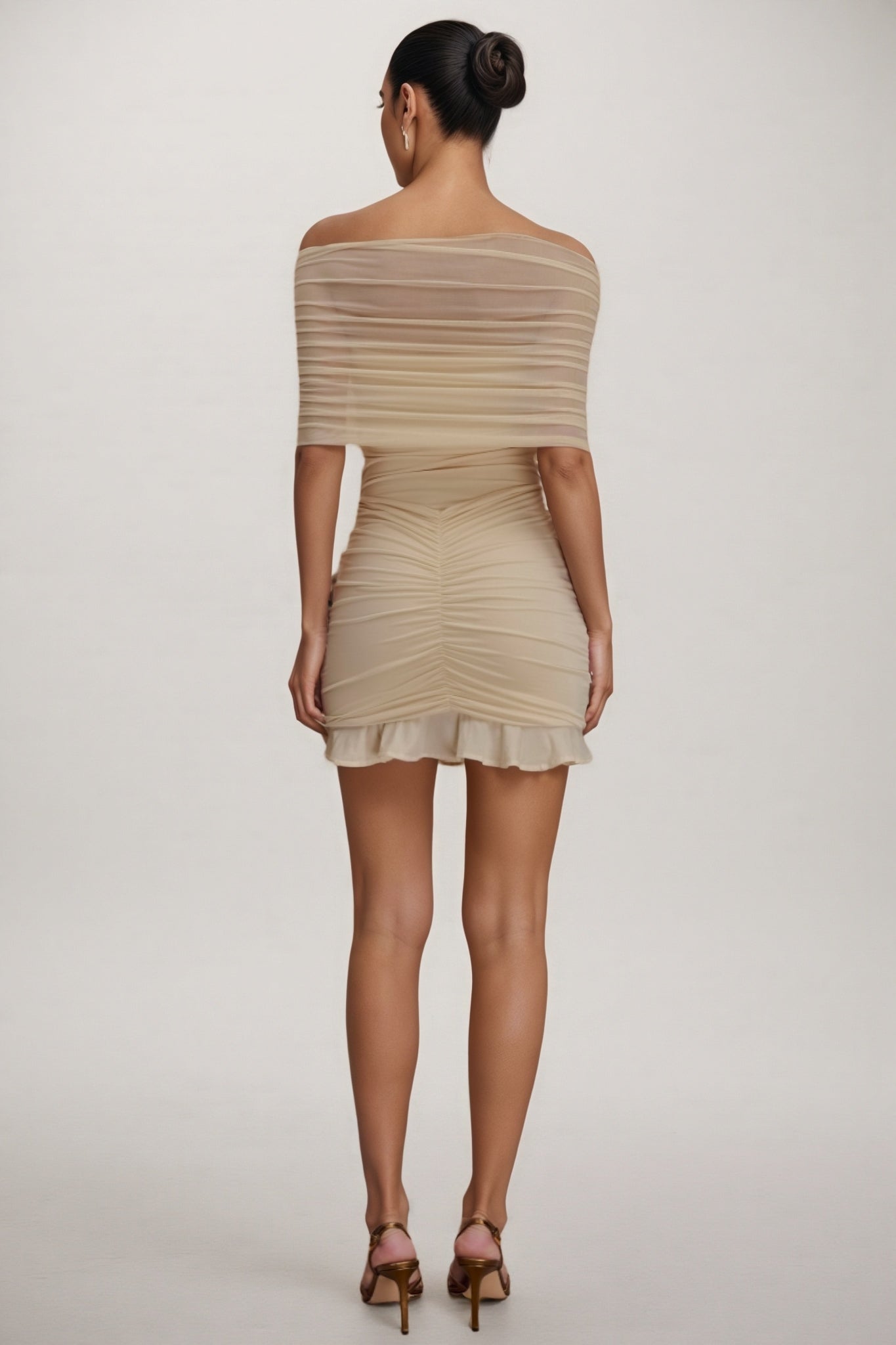 Briadk Slinky Mesh Off Shoulder Mini Dress