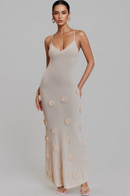 Quinv Floral Knit Maxi Dress