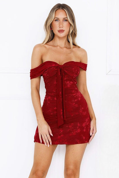 Jacquard Mesh Strapless Party Dress
