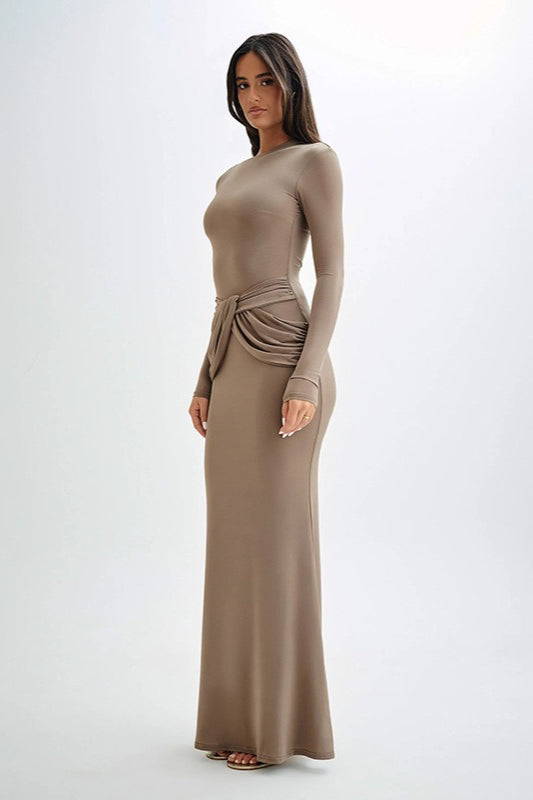 | Long Sleeve Crew Neck Maxi Dress