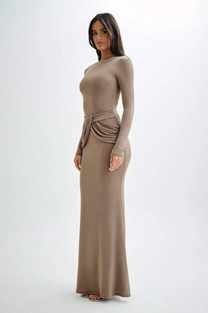 | Long Sleeve Crew Neck Maxi Dress