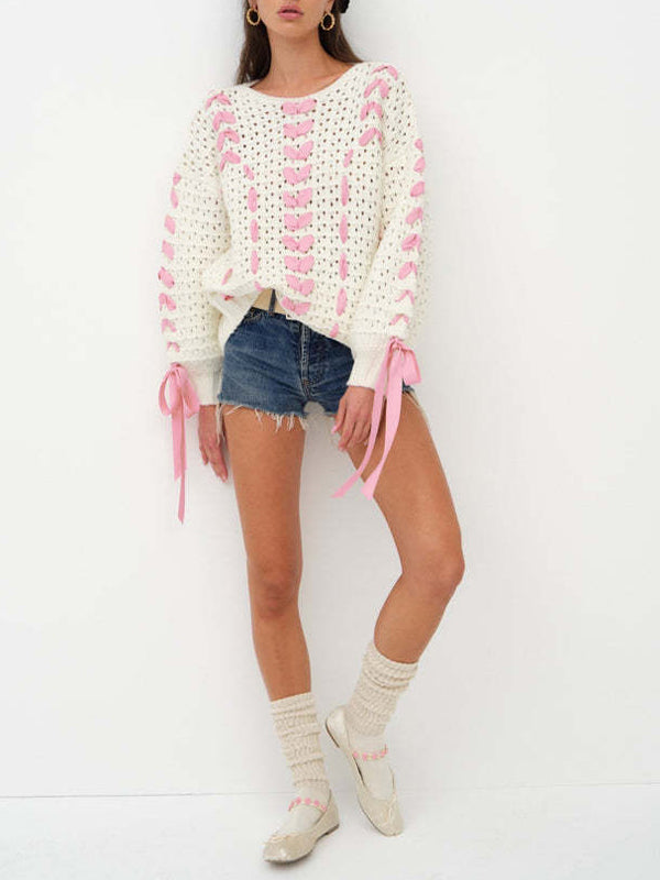 Ribbon Tie Up Bow Sweater
