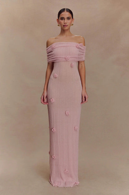 Floral Off-Shoulder Strapless Maxi Party Dress