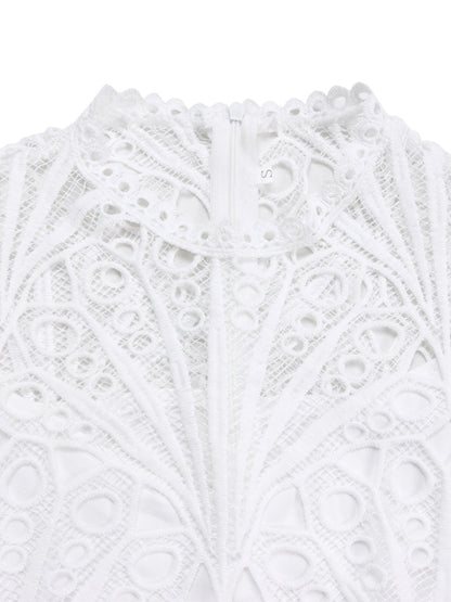 Short Sleeve Trim Lace Belts Mini&Short Dresses