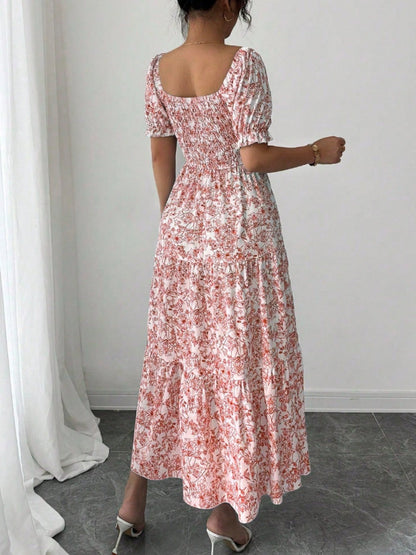Puff Sleeve Printed Maxi Dresses
