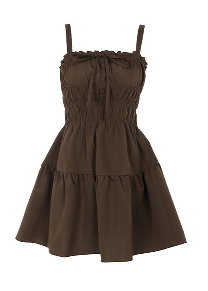Savannah - Smocked TieRed Mini Dress