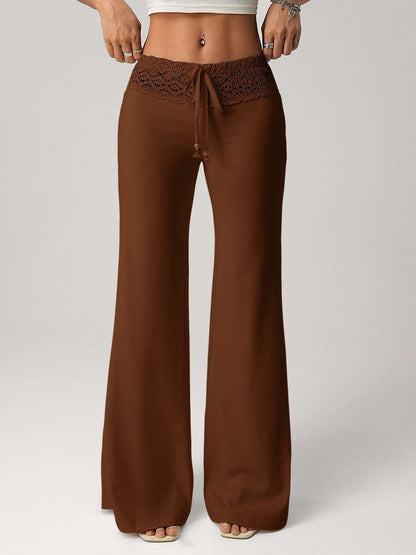 Lace-trimmed Casual Sexy Yoga Flared Pants