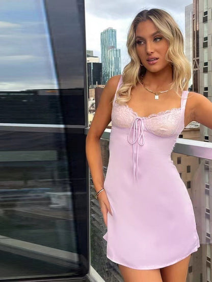 Sexy Lace Splicing Bandage A-shaped Arrangement Formal Dress Mini&Short Dresses
