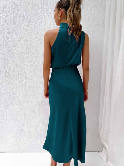 Satin Sleeveless Parties Bridesmaid Midi Dresses