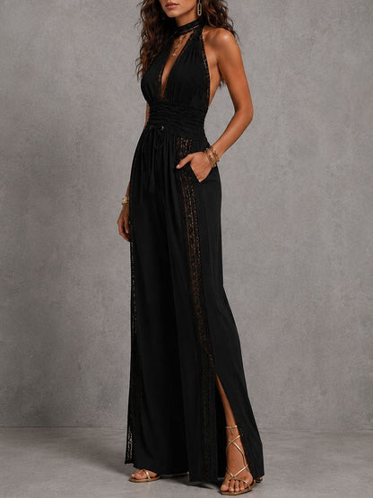 V-neck Lace Stitching Temperament Grace Pants Jumpsuits