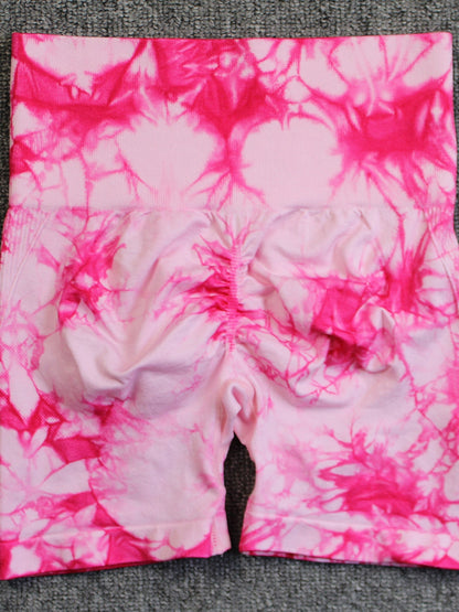 Seamless Tie-dye High-waisted, Tummy-flattening, And Butt-lifting Yoga Shorts