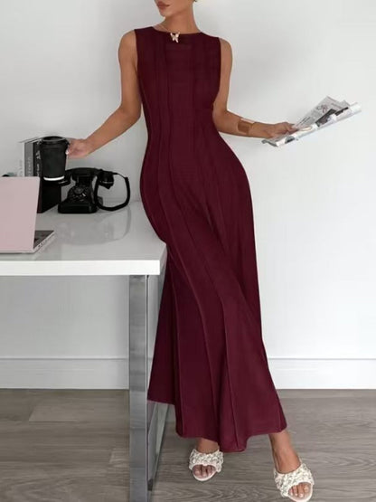 Sleeveless Temperament Gathering Grace Maxi Dresses