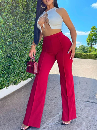 Patchwork Flared Suit Pants