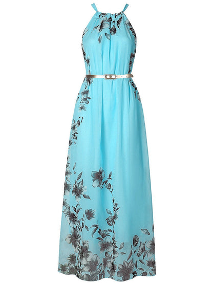 Halter Vacation Printed Maxi Dresses