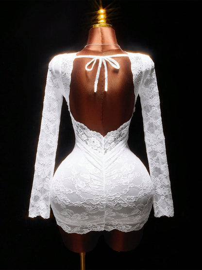Lace Sexy Deep V Hip-hugging Mini&Short Dresses