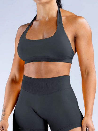 Seamless With Breast Pads Pleated Exercise Yoga Halter Bra Vest