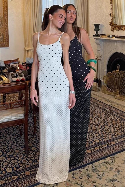 | Polka Dot Bodycon Maxi Dress
