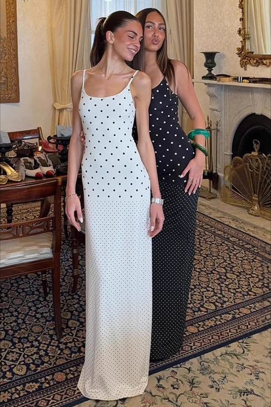 | Polka Dot Bodycon Maxi Dress