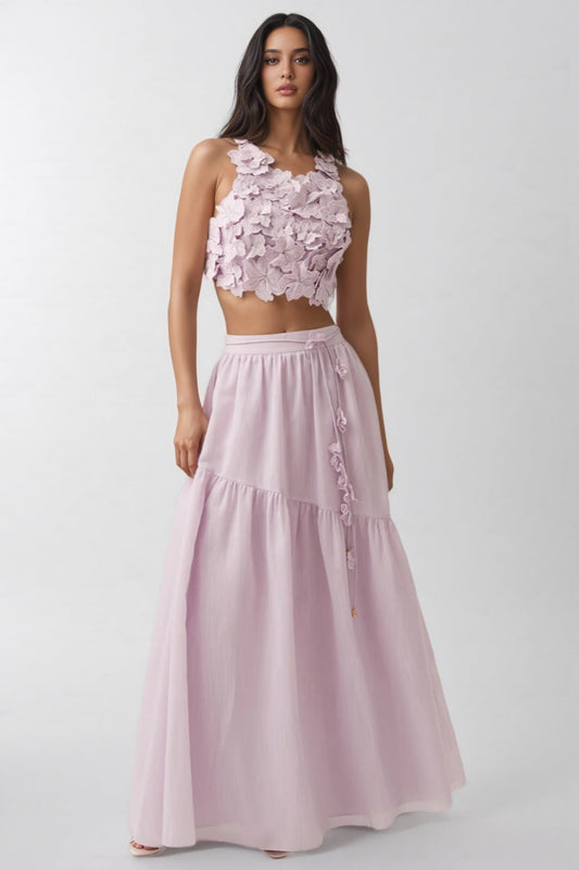Michea 3D Floral Maxi Dress Two Piece Set