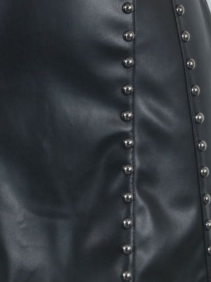 Studs Mini PU Leather Hip-hugging Skirts