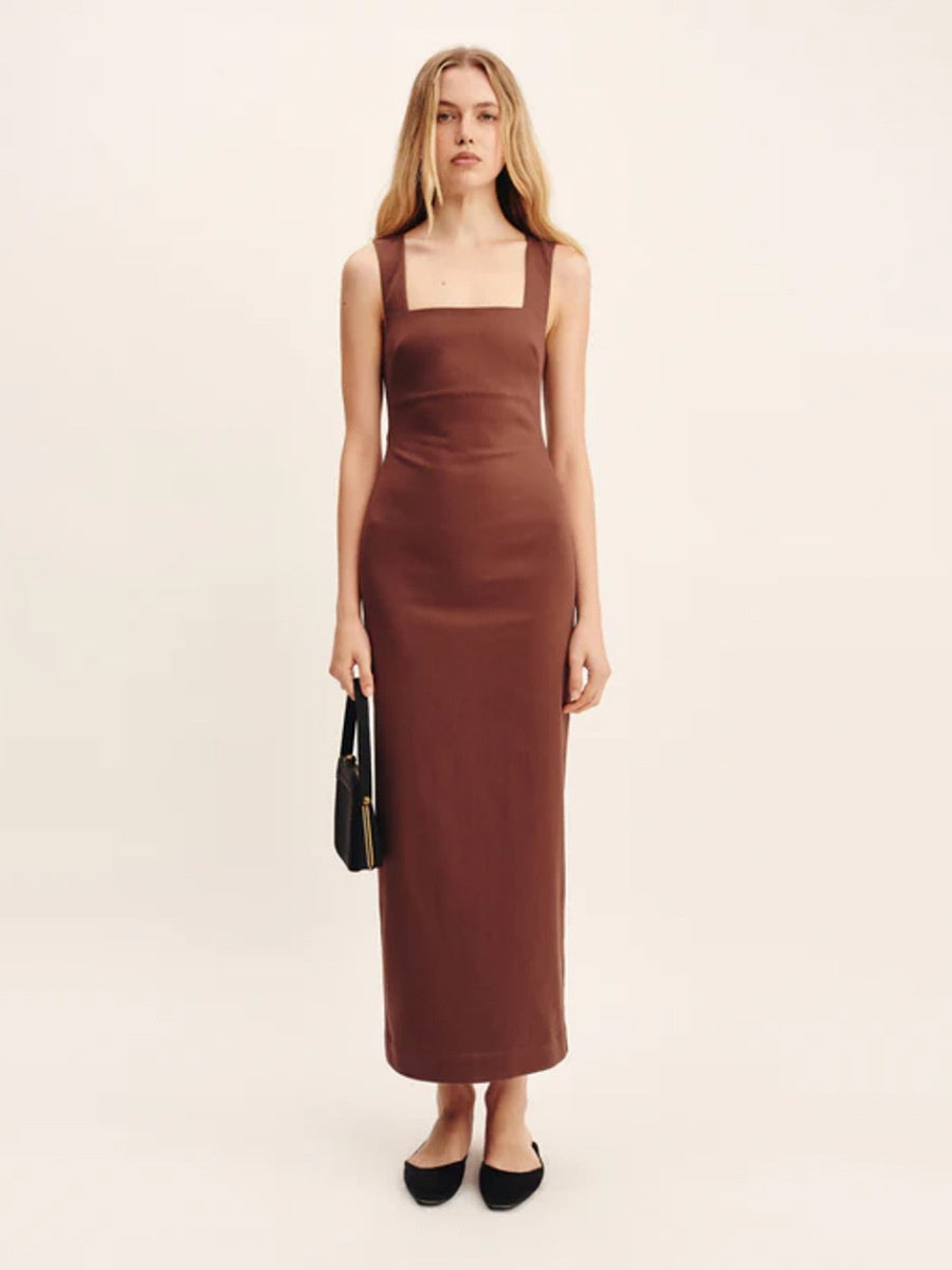 Square Collar Cotton And Linen Camisoles Leisure Temperament Maxi Dresses