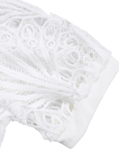 Short Sleeve Trim Lace Belts Mini&Short Dresses