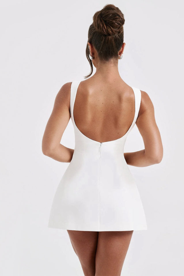 Boat Neck Sleeveless Fit-and-Flare Mini Dress