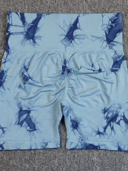 Seamless Tie-dye High-waisted, Tummy-flattening, And Butt-lifting Yoga Shorts