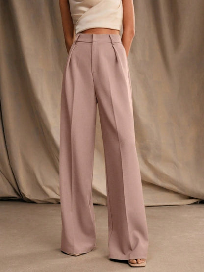 Commuting Loose High-waisted Straight Wide-leg Trousers