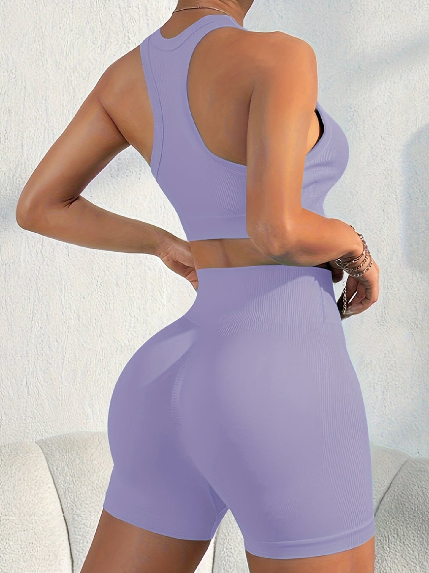 Cross-back Beauty Seamless Bra Hip-lifting Shorts Fitness Workout Set