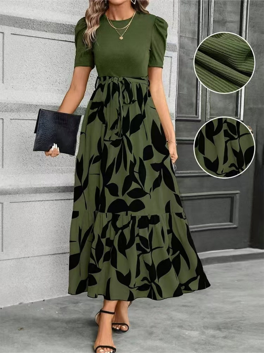 Floral Print High-waisted Long Dress