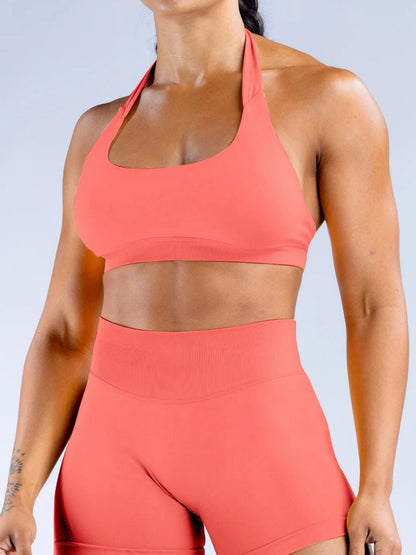 Seamless With Breast Pads Pleated Exercise Yoga Halter Bra Vest