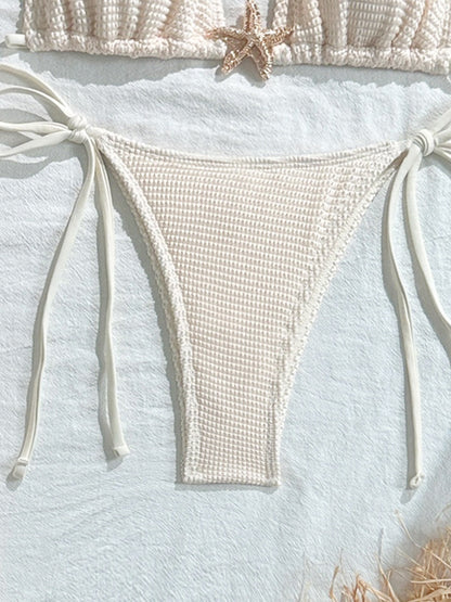Solid Color Mesh Long Dress Starfish Swimsuit Bikini Three-piece Set