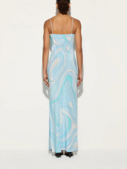Printed Camisoles Sexy Slit Maxi Dresses
