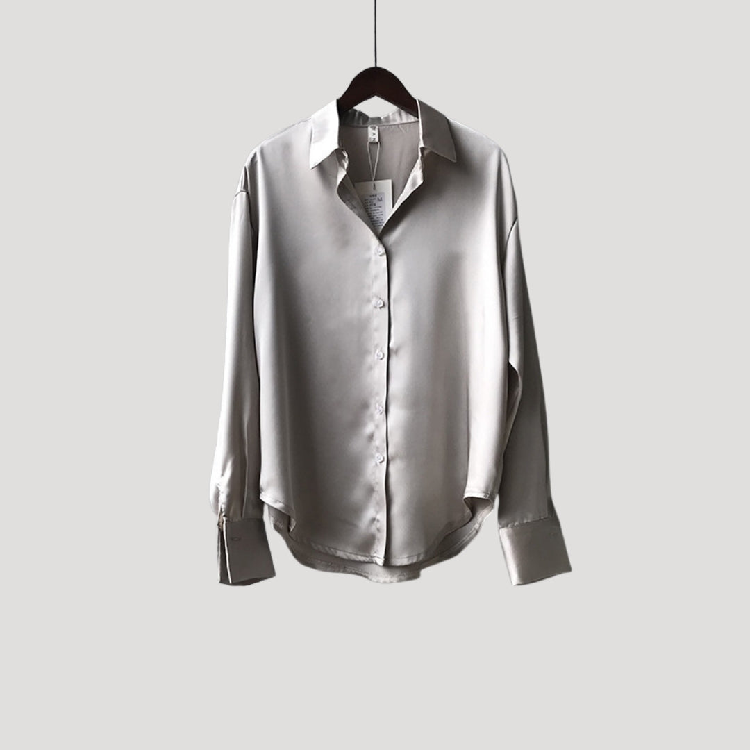 | Satin Long Sleeve Button Up Blouse