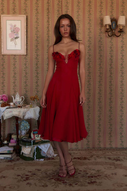 3D Flowers Bandage Slit Formal Dress Maxi Dresses