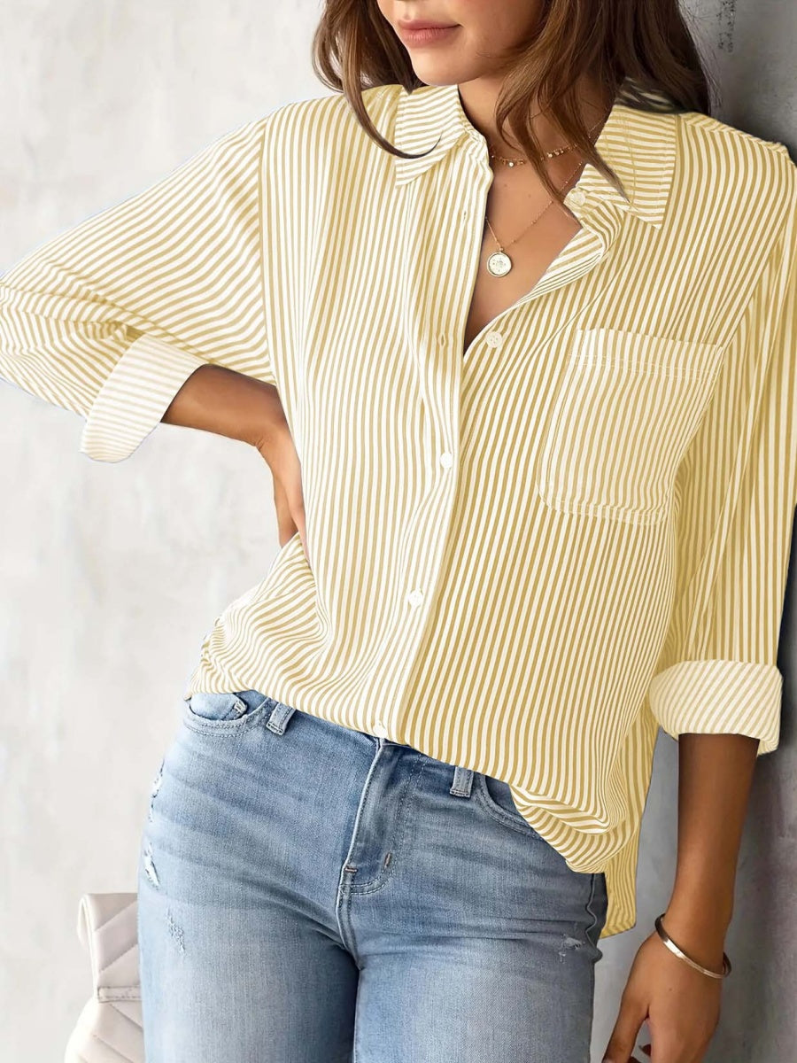 Loose-fit Long Sleeve Stripes Stripes Shirts