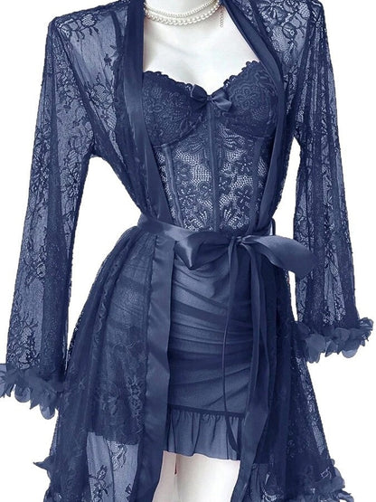 Lace Lingerie Mesh Two-piece Sleepwear Set