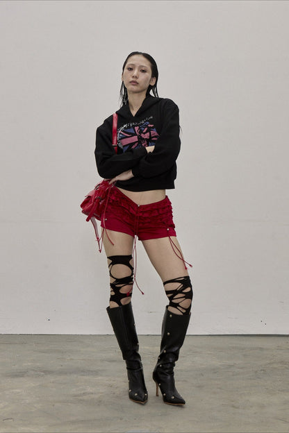 Retro Union Jack Star Cropped Hoodie