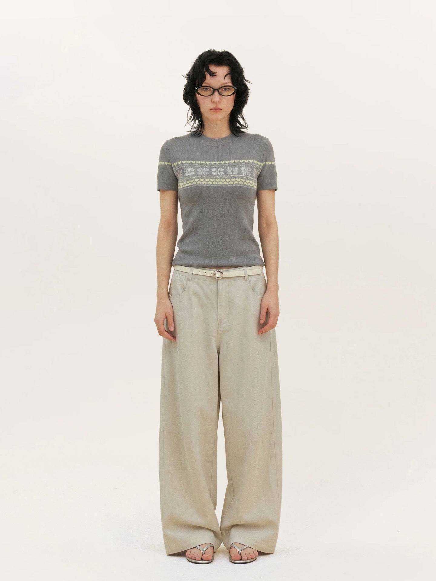 Women's Color-blocked Jacquard Patchwork T-shirt