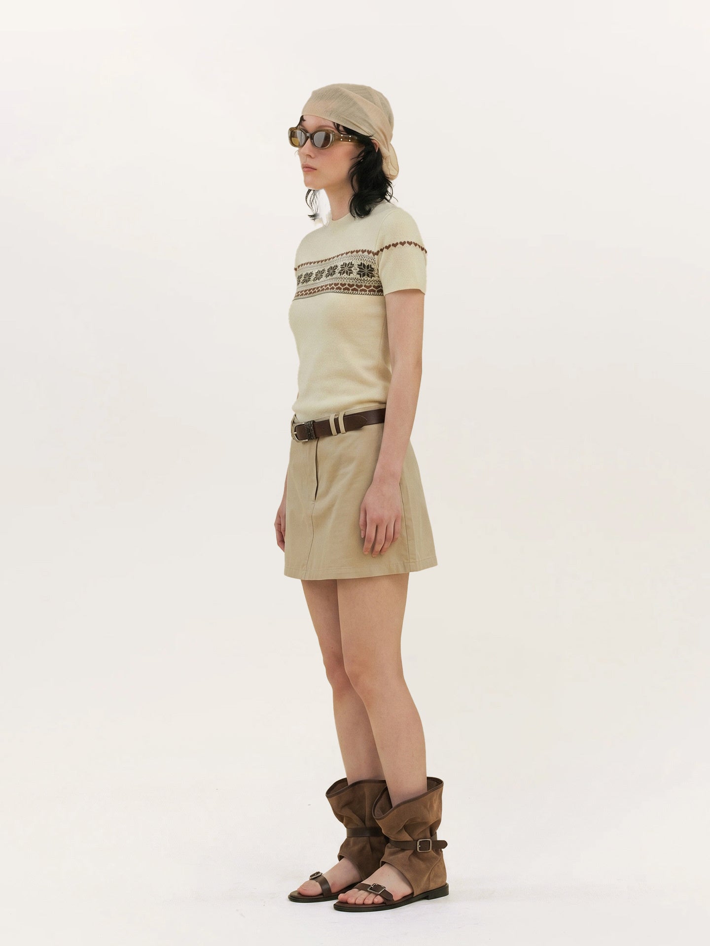 Women's Color-blocked Jacquard Patchwork T-shirt
