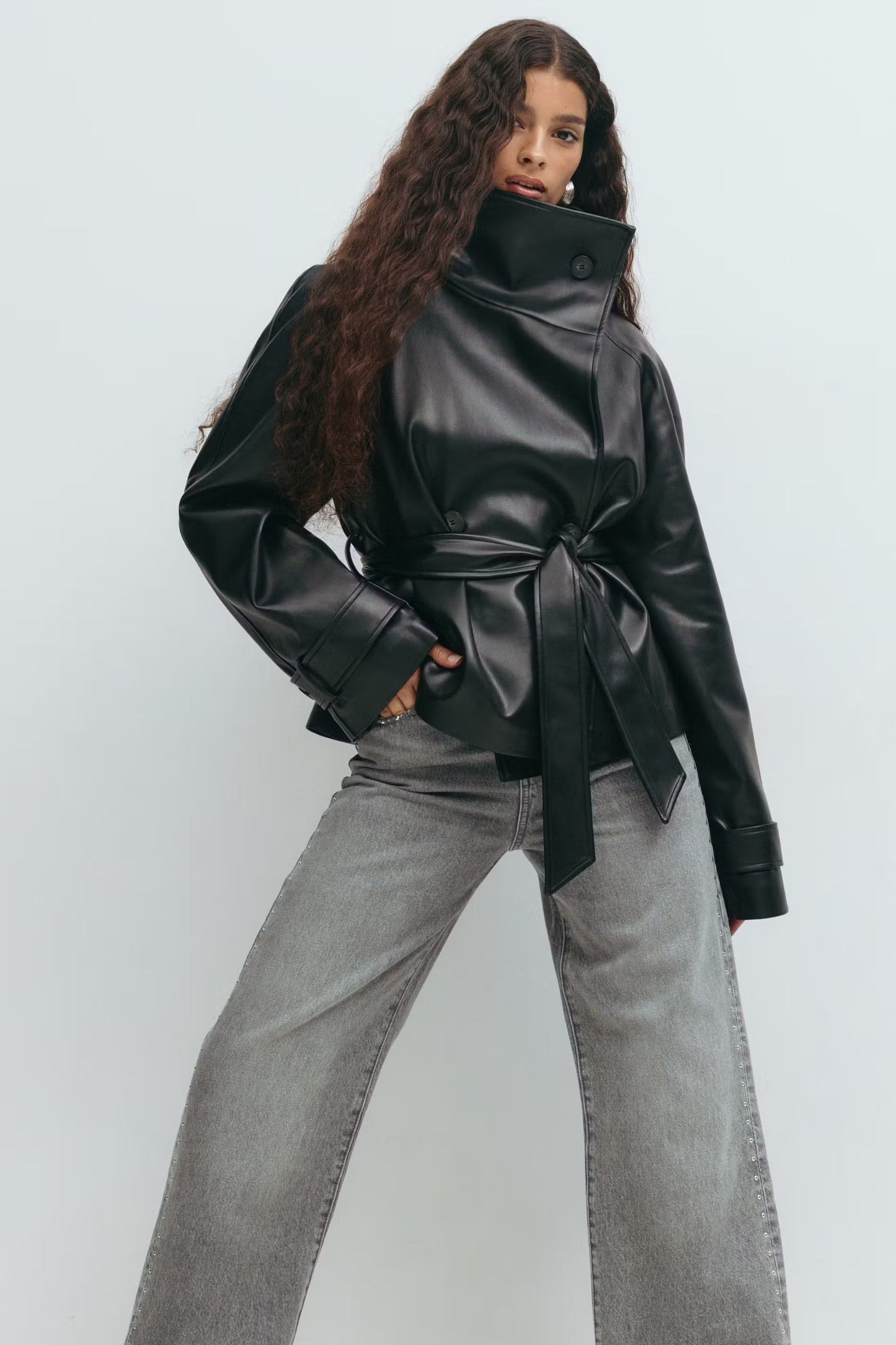 Soraya Leather Wrap Jacket