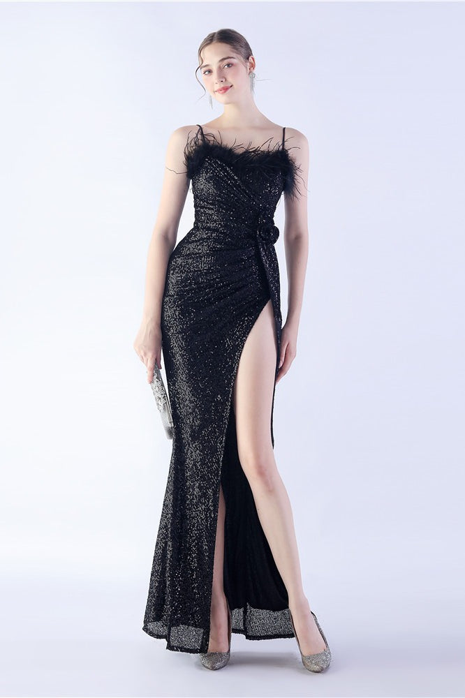| Feather Embellished Maxi Dress